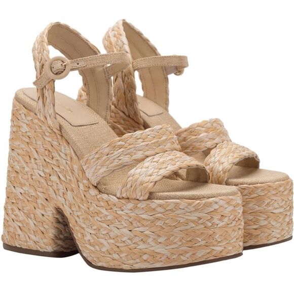 Larroude Carmen Platform in Natural Size 9 - Picture 1 of 8